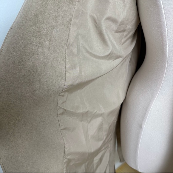 Zara Basic Faux Suede Camel Kimono Duster w/Rose Embroidery Sz XS - Picture 7 of 14